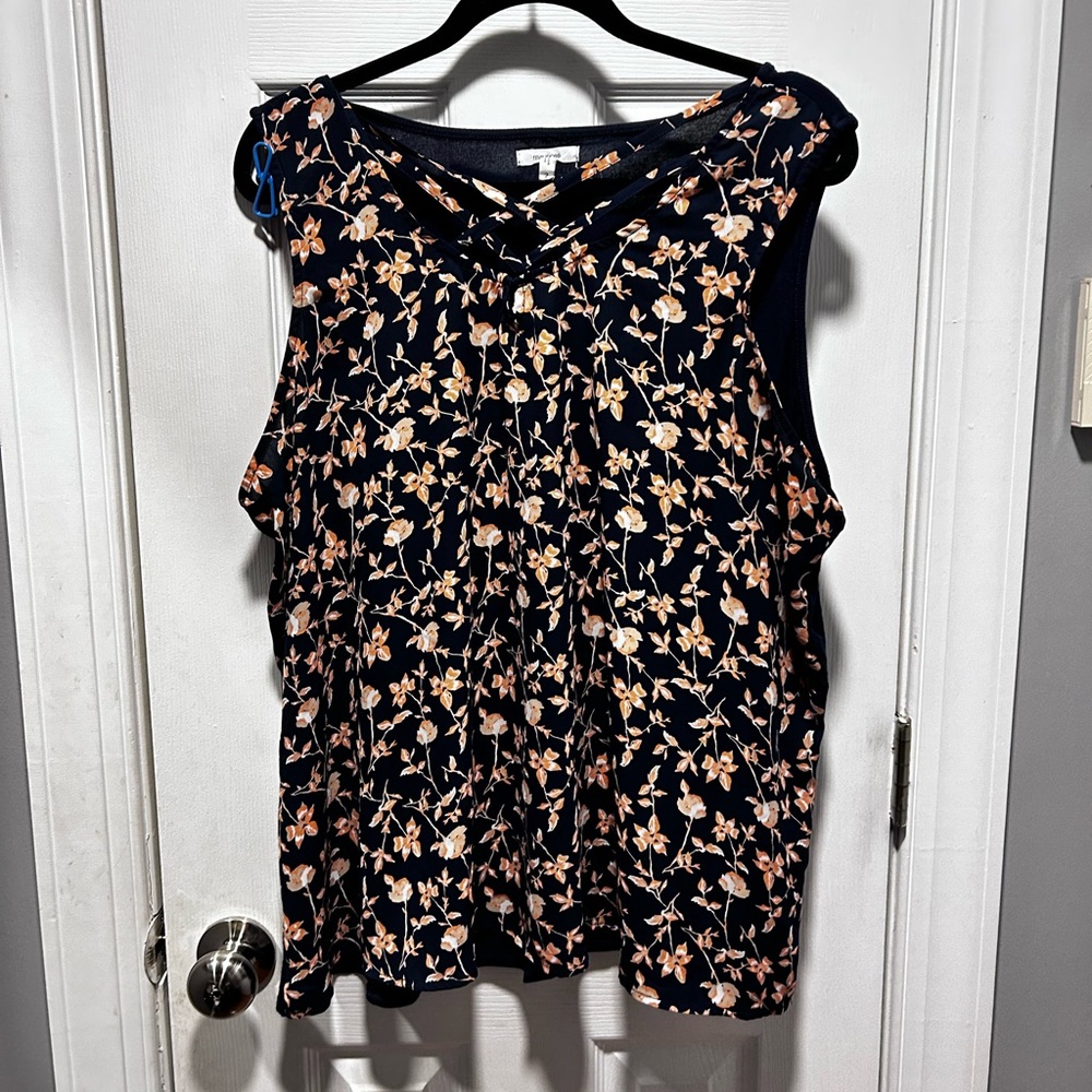 Maurice’s Floral Knit Lattice Neck Tank Top